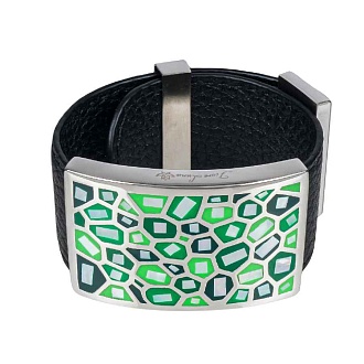 Браслет на кожаном черном ремешке