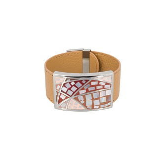 Браслет на кожаном персиковом ремешке