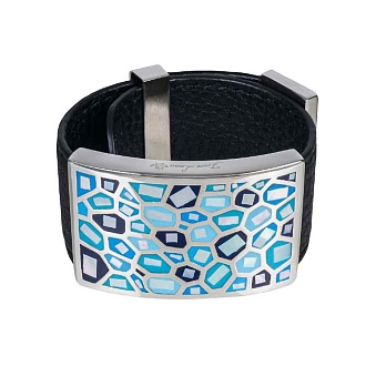 Браслет на кожаном черном ремешке