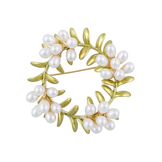 Брошь Венок Natural pearl