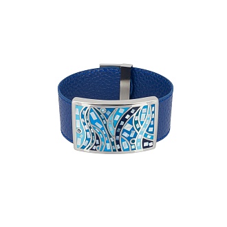 Браслет на кожаном синим ремешке