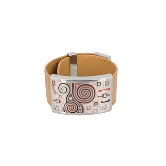 Браслет на кожаном персиковом ремешке